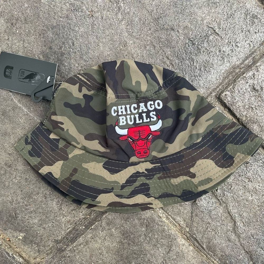 Ultra Game One Size Nba Chicago Bulls Bucket Hat Camo Camoflage Green